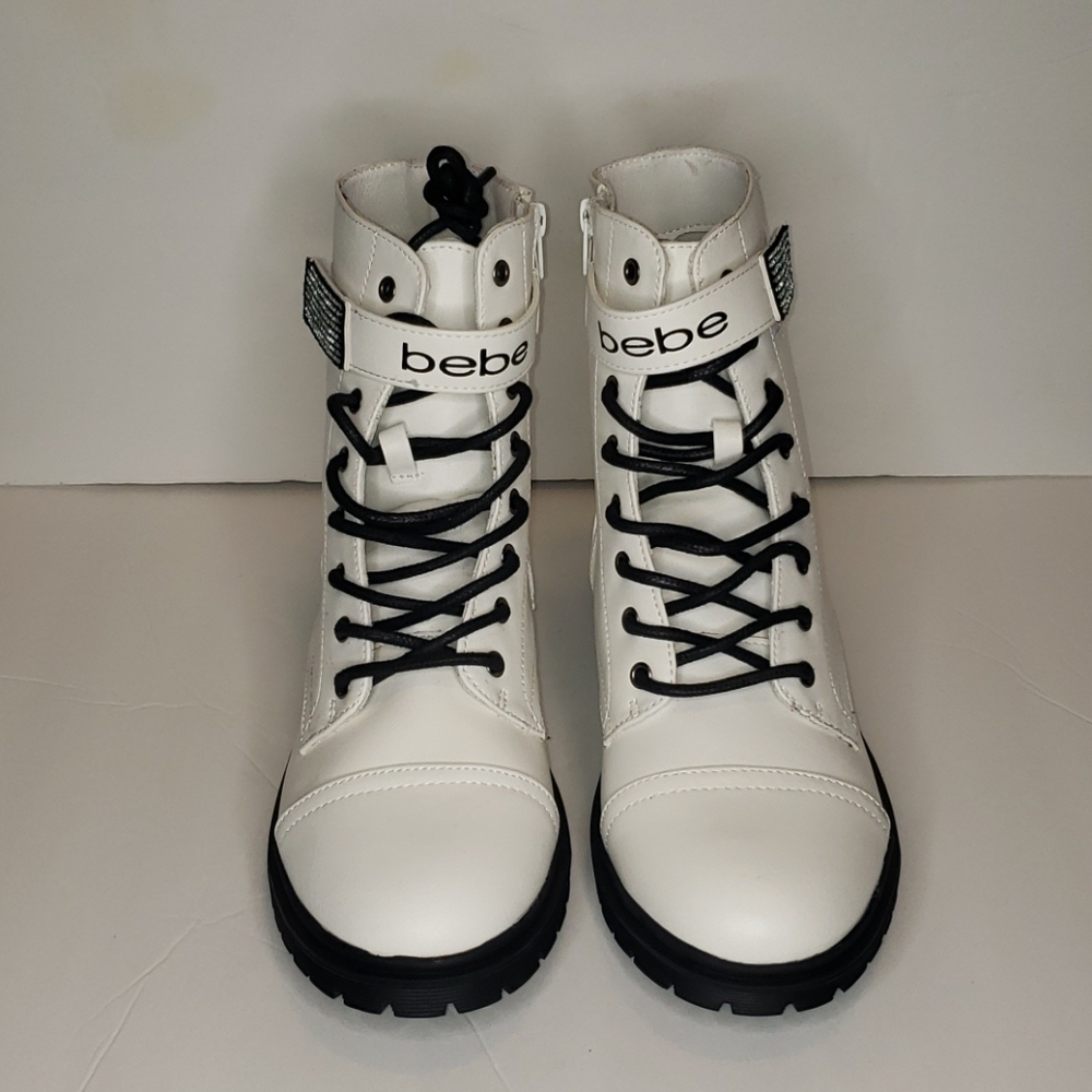 White BeBe combat boots 8.5